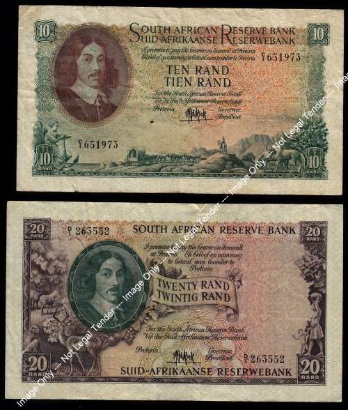 Pair of the first R10 & R20 notes of the Republic of SA 1961 (15 sets available)