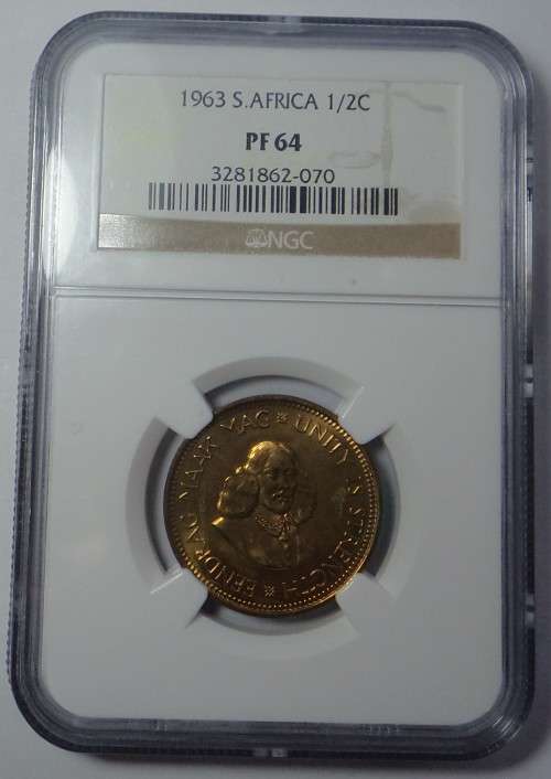 Republic of South Africa: Half Cent 1963: NGC graded PF 64