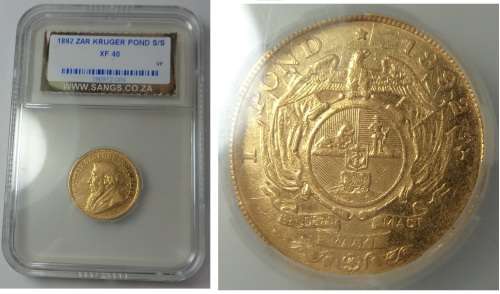 Paul Kruger ZAR 1 Pond (Single Shaft) SANGS XF 40 (Scarce)