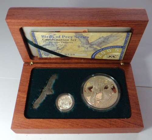 Silver Proof R2 & Tickey Combination Set, African Vultures 2005