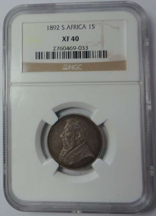 Paul Kruger ZAR : Shilling of 1892, NGC graded XF 40