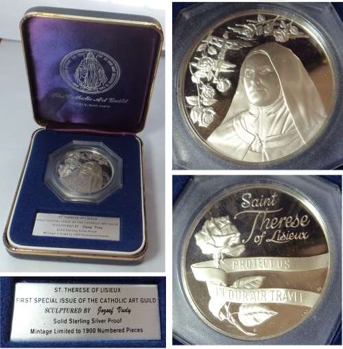 Crown-size Sterling Silver Medal: Saint Therese of Lisieux