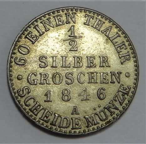 German States, Prussia: 1/2 Silber Groschen of 1846 (A)