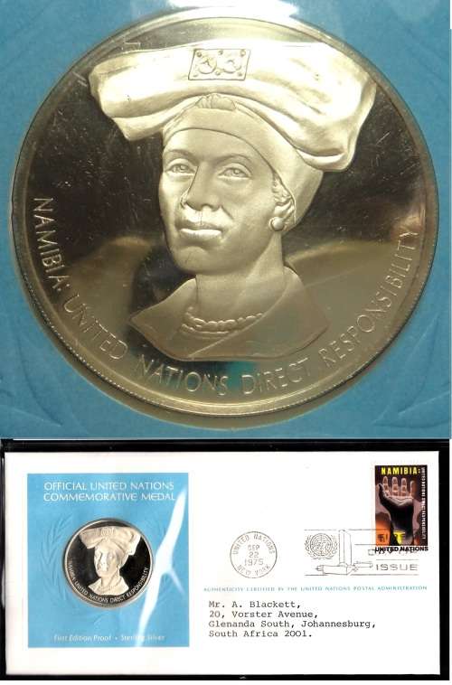 United Nations: Sterling Silver Medal with FDC: Namibia