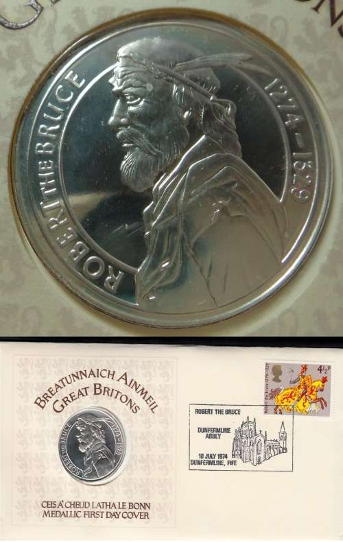 Great Britain: Sterling Silver Medal with FDC: Robert the Bruce