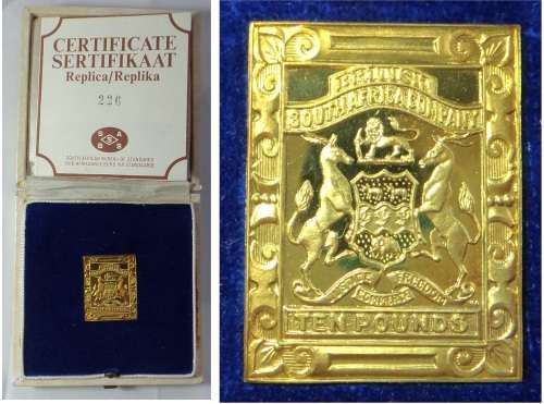 18ct GOLD: British South Africa  £10 Postage Stamp 1890