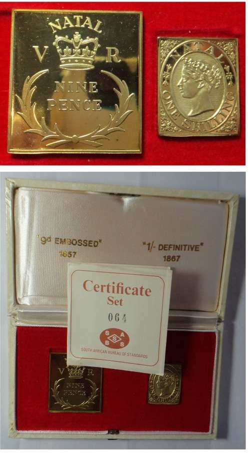 18ct GOLD: Natal Postage Stamps 1857 & 1867