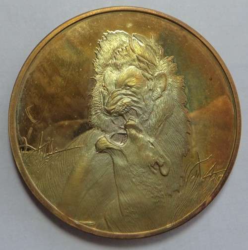 Sterling Silver Medal: Wildlife Society 50th Anniversary: Lion