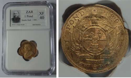 Paul Kruger ZAR: GOLD POND of 1892 (Double Shaft) Sangs XF 40