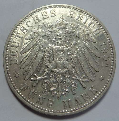 German States: Saxony-Albertine, Silver 5-Mark of 1901