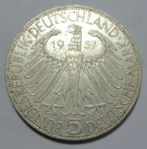 Germany Silver 5-Mark 1957 (Very Scarce & High Catalogue Value)