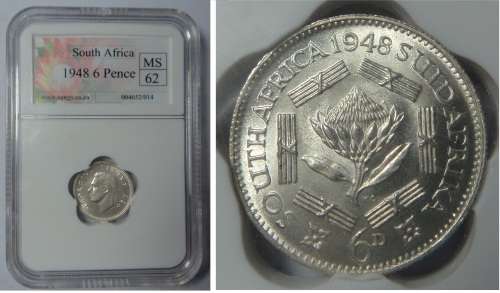 Union of South Africa: Sixpence (6d) of 1948: Sangs MS 62