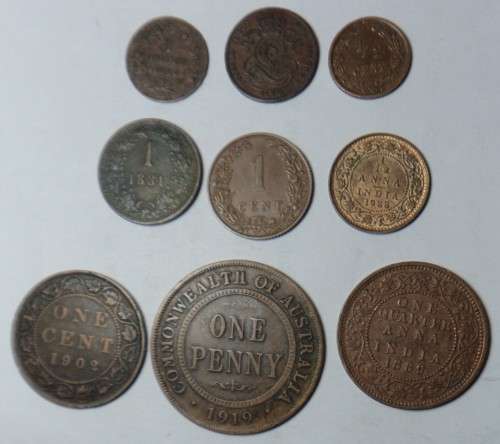 Collection of old Copper Coins of the 1800s & early 1900s