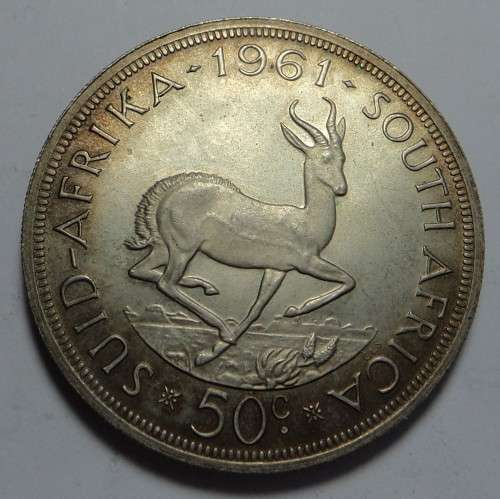 Rep. of South Africa: Silver Crown (50c) of 1961 (Mint State)