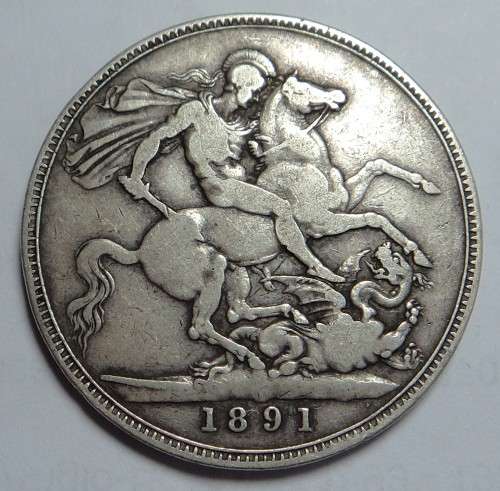 Great Britain: Queen Victoria Silver Crown (5/-) of 1891 (2 of 2)