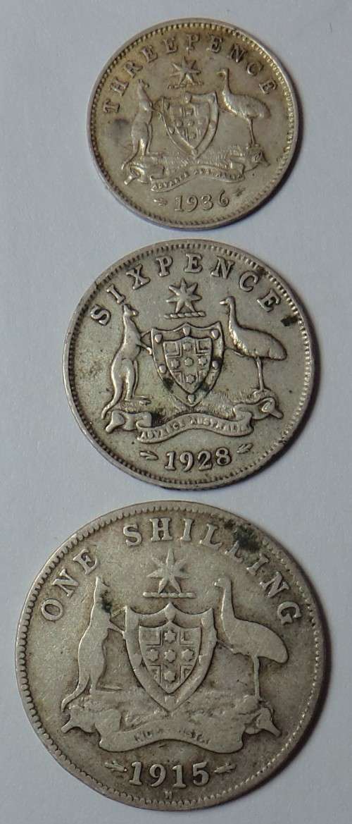 Australia: King George V Silver Coin Set incl. SCARCE 1915H Shilling
