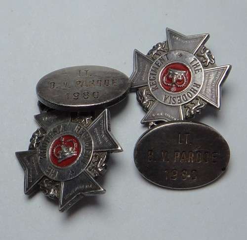 Rhodesian Regiment Silver Cufflinks (Lieutenant B.V. Pardoe 1980)