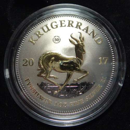 2017 Silver Krugerrand (50th ann.) with Gold / Ruthenium Finish