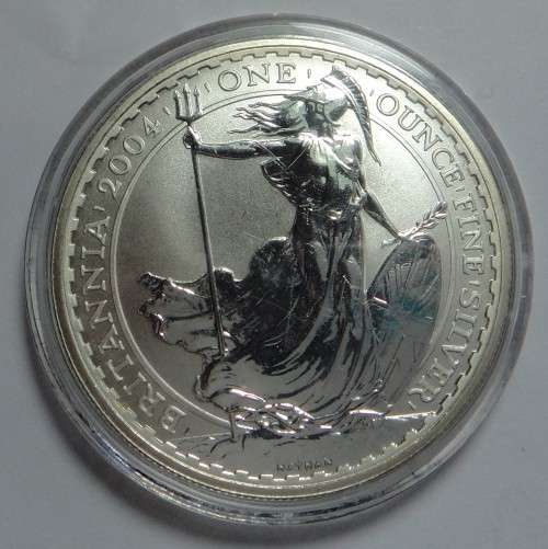 Great Britain: Silver 1 Ounce Britannia 2-Pounds of 2004