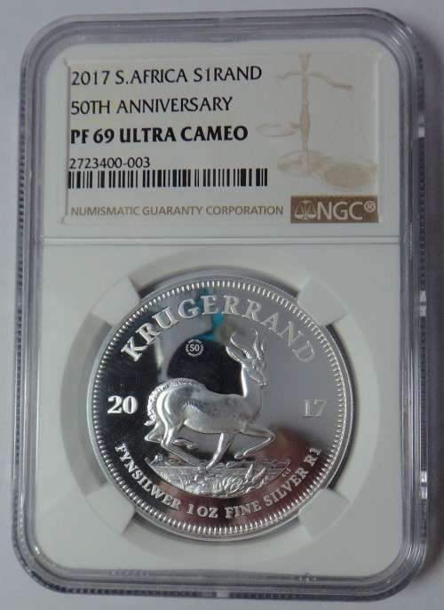 2017 Silver Krugerrand (50th ann.) NGC PF 69 Ultra Cameo