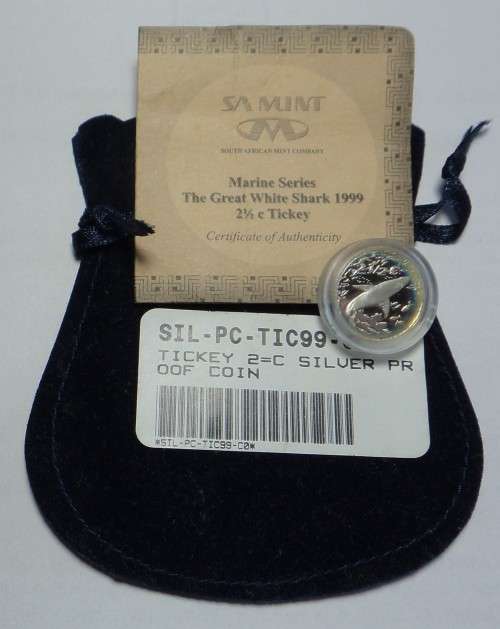 RSA: Silver Proof Tickey of 1999 (Great White Shark)