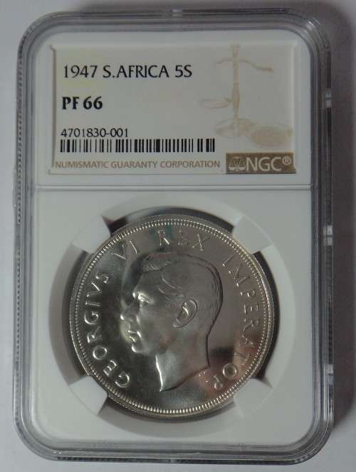 SA Union: Silver Crown (5/-) 1947: NGC PF 66
