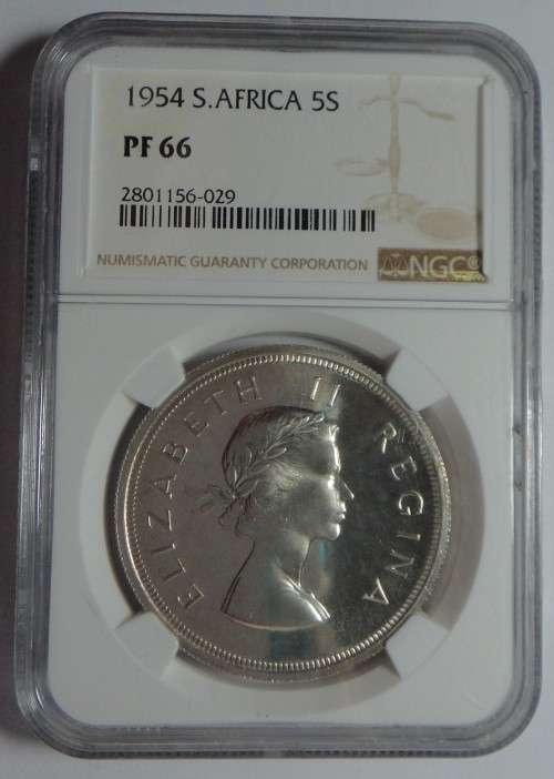 SA Union: Silver Crown (5/-) 1954: NGC PF 66