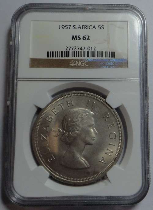 Union of SA: Silver Crown of 1957: NGC MS 62