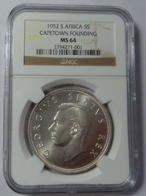 Union of SA: Silver Crown of 1952: NGC MS 64
