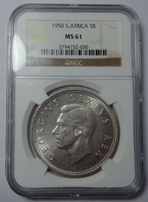 Union of SA: Silver Crown of 1950: NGC MS 61