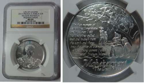 RSA: Silver R1 of 2013 (Nelson Mandela) NGC MS 69