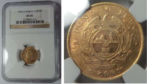 Paul Kruger ZAR: Gold Half Pond 1896 NGC XF 45