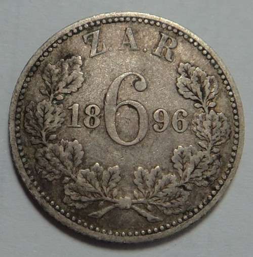 Paul Kruger ZAR: Silver Sixpence (6d) of 1896