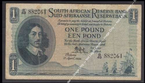 Union of SA: One Pound / Een Pond 17 April 1950