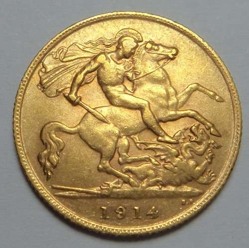 Great Britain: Gold Half Sovereign of 1914 (Coin 1 of 2)