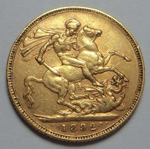 Australia (Melbourne) Gold One Sovereign of 1892