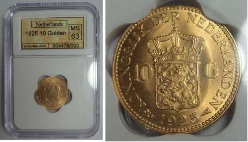 Netherlands: Gold 10 Gulden of 1925, Sangs MS63