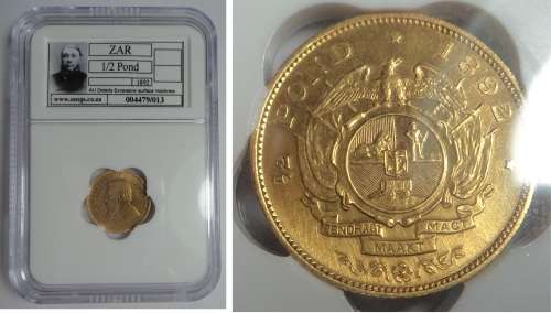 Paul Kruger ZAR Gold Half Pond 1892, Sangs AU details
