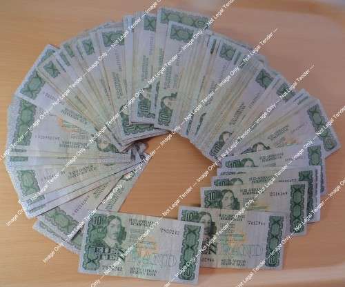 RSA: Huge Collection of 107 Jan van Riebeeck R10 notes (De Kock & Stals)