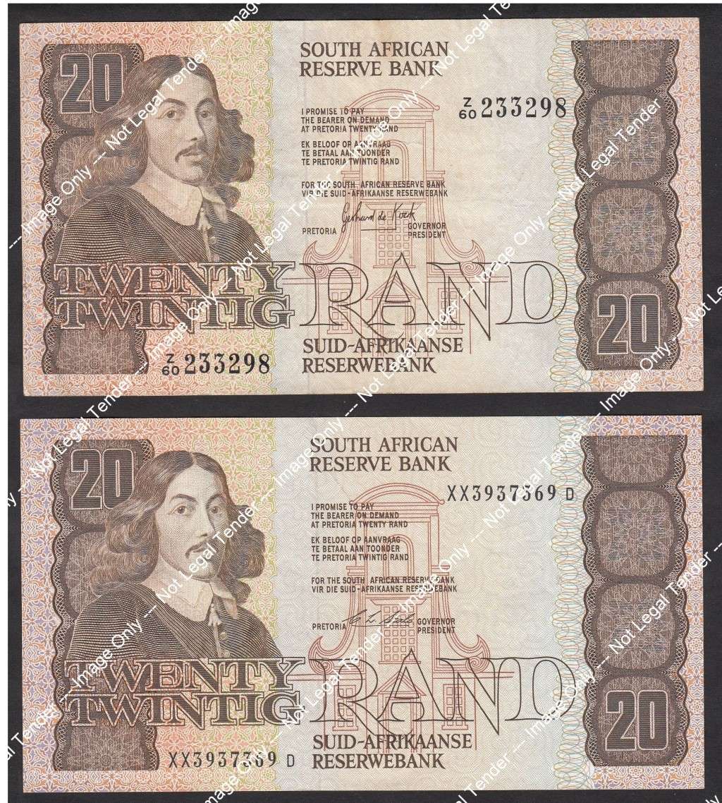 Rep. of South Africa: De Kock (Z60) & Stals (XX) R20 Replacement Notes