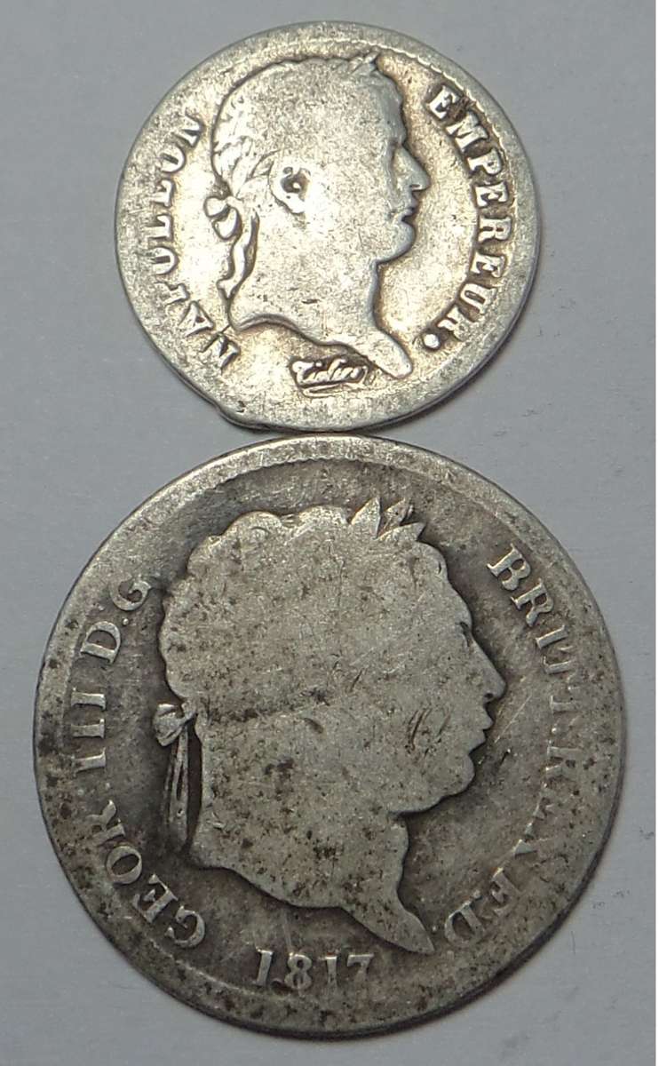 Silver Coins of George III (1817) & Napoleon Bonaparte (1811)