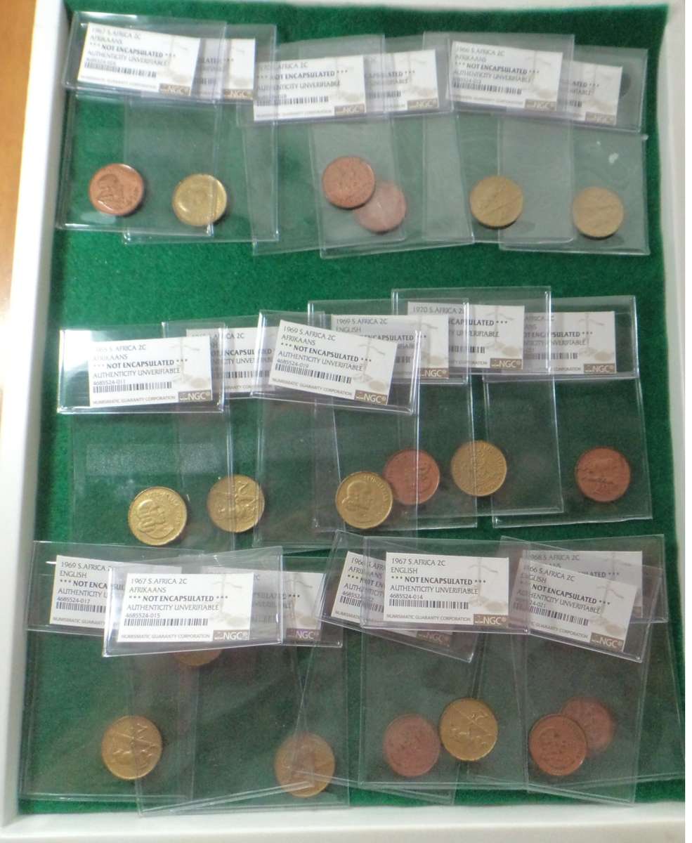 Nineteen 2nd decimal 2c coins: NGC  `Authenticity Unverifiable`