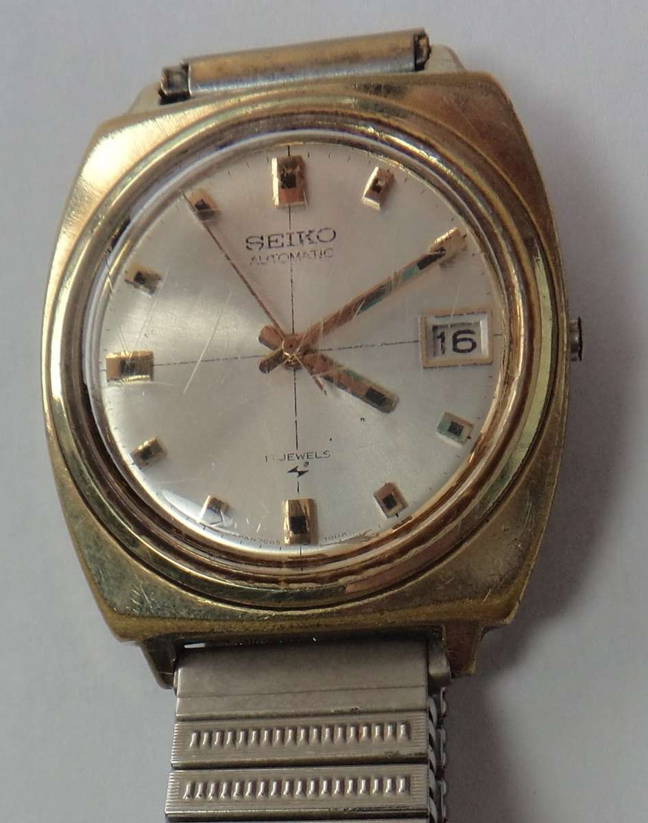 1970 Vintage, Gold Plated Men`s Crosshair Seiko Watch (Automatic)