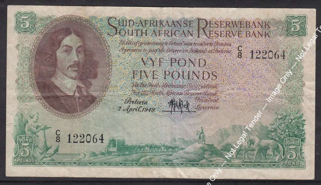 Union of South Africa: Vyf Pond // Five Pounds 7 April 1949