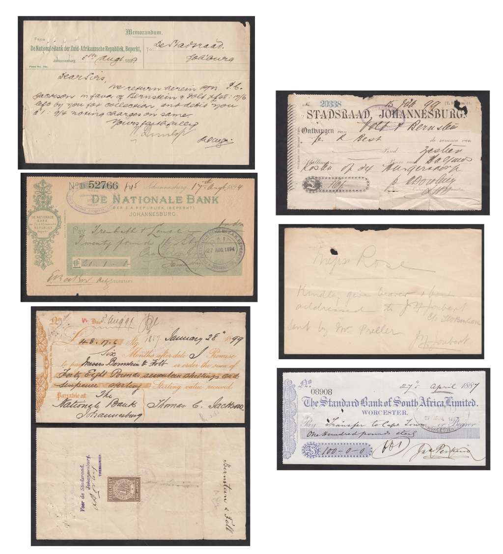Zuid Afrikaansche Republiek: Small Collection of Cheques & related items