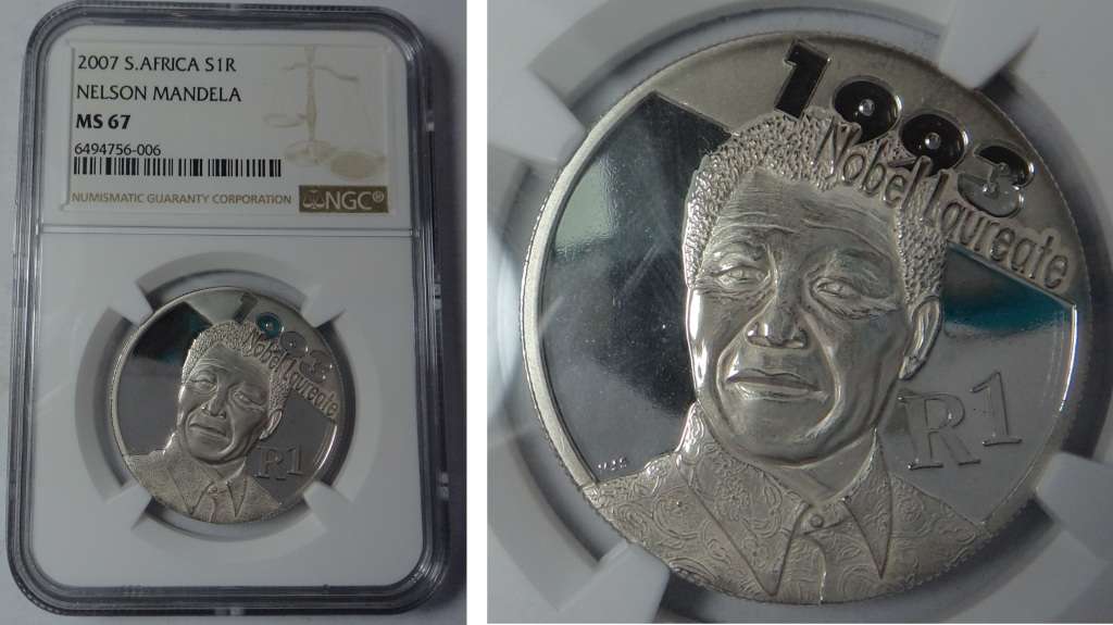 Rep. of South Africa: Silver R1 of 2007 (Mandela) NGC MS 67