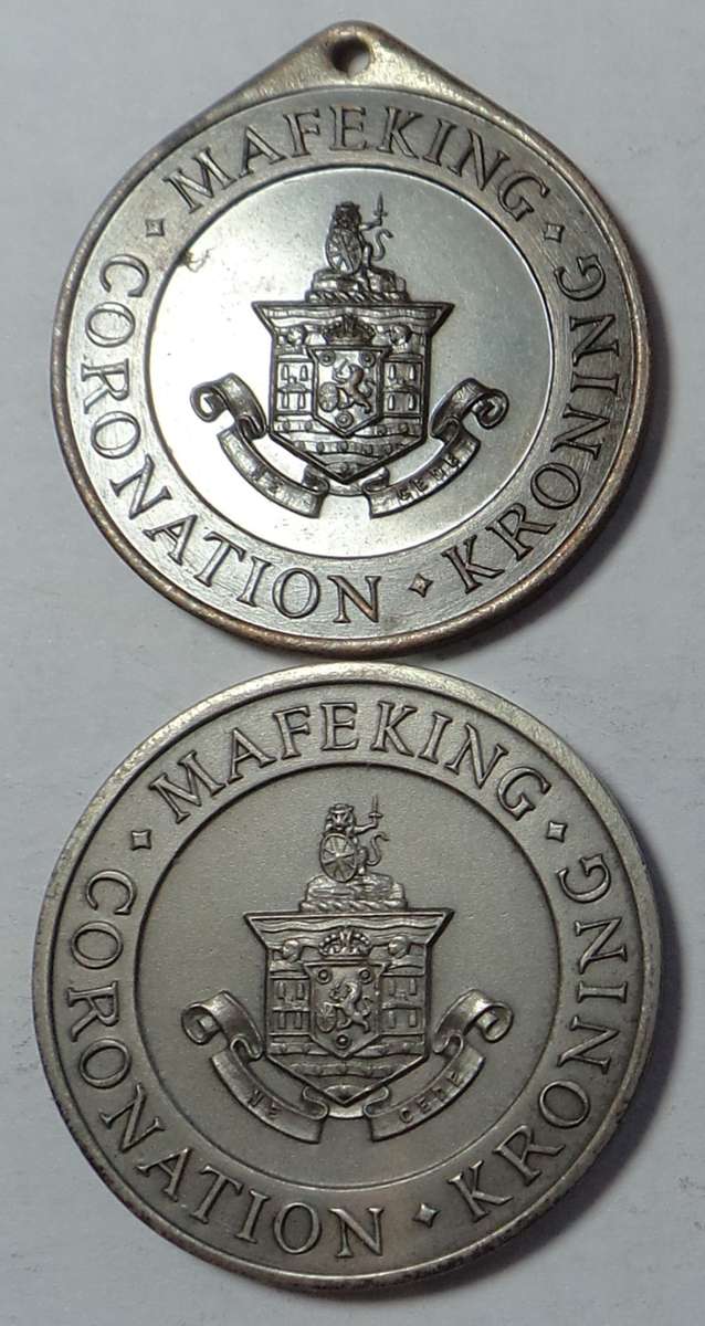 Bronze and Silver Medals: Queen Elizabeth II 1953 (Town of Mafeking)