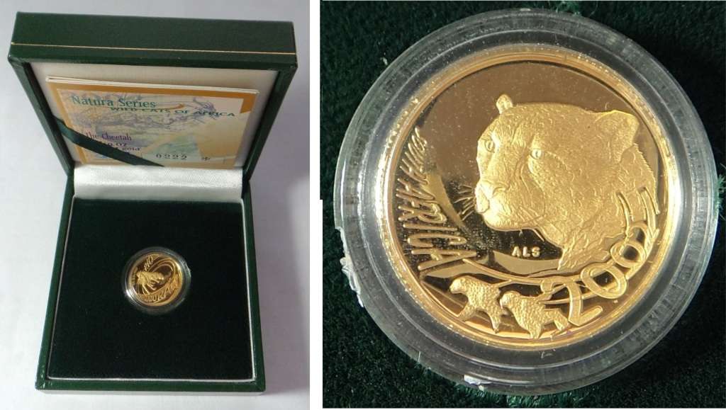 Rep. of SA. 1/10th GOLD Natura of 2002 (The Cheetah)