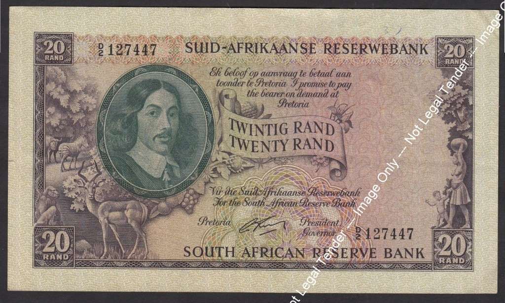 Republic of South Africa: Twintig Rand // Twenty Rand 1962
