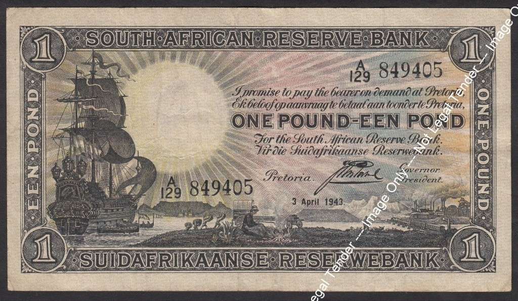 Union of South Africa: One Pound // Een Pond 3 April 1943